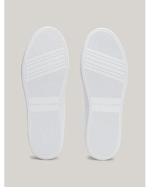 Tommy Hilfiger White Essential Court-Sneaker aus Leder mit Tape