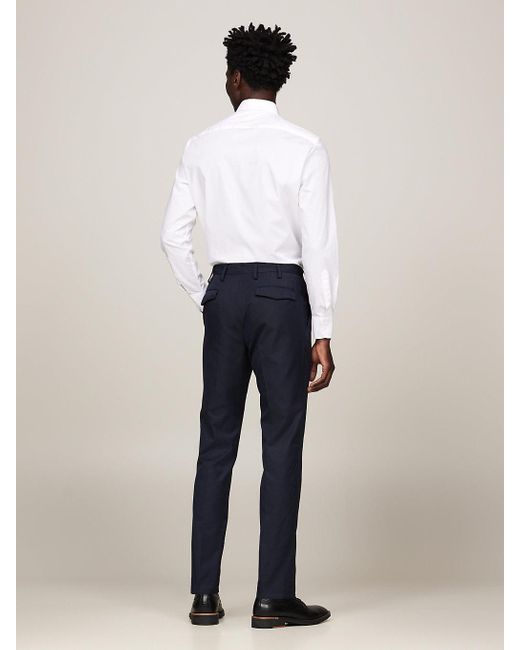 Tommy Hilfiger Blue Pleated Woven Slim Fit Trousers for men