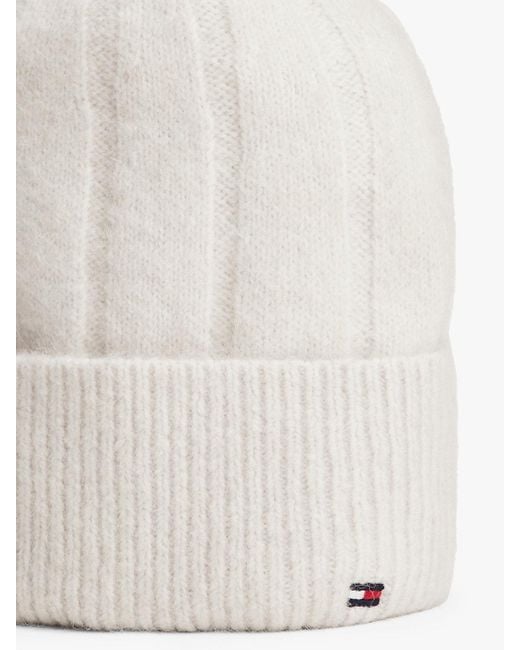 Bonnet Doux En Laine À Drapeau Tommy Hilfiger en coloris White