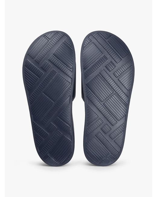 Tommy Hilfiger Blue Logo Textured Pool Slides for men