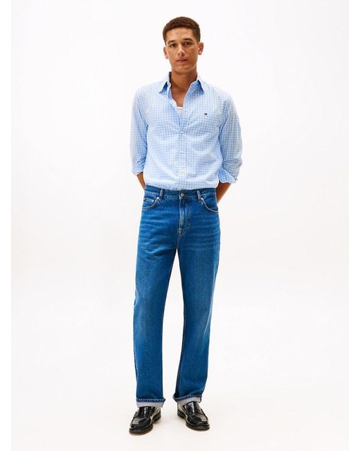 Tommy Hilfiger Blue Tattersall Poplin Regular Long Sleeve Shirts for men
