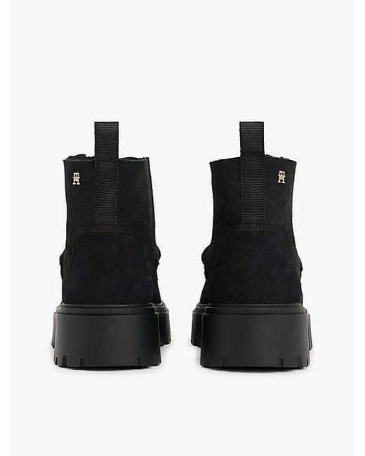 Botas De Nieve En Piel Con Suela Dentada Tommy Hilfiger de color Black