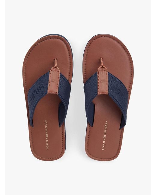 Tommy Hilfiger Blue Jacquard Logo Flip-Flops for men