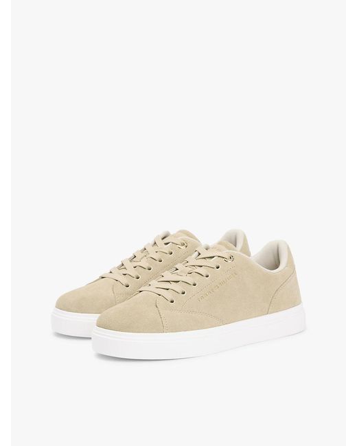Tommy Hilfiger White Suede Metallic Logo Cupsole Trainers