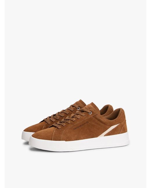 Tommy Hilfiger Brown Suede Court Trainers for men