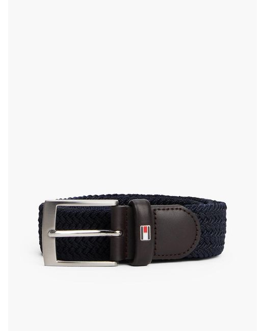 Cintura Adan Con Cinghia Elastica Intrecciata di Tommy Hilfiger in Black da Uomo