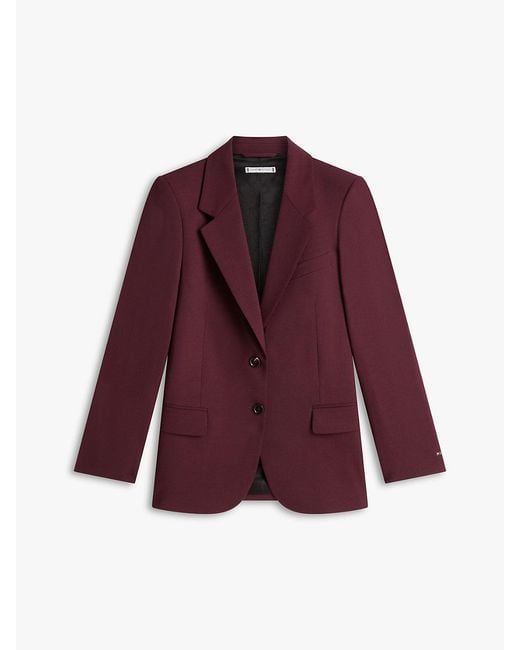 Tommy Hilfiger Purple Relaxed Fit Wool Blend Blazer