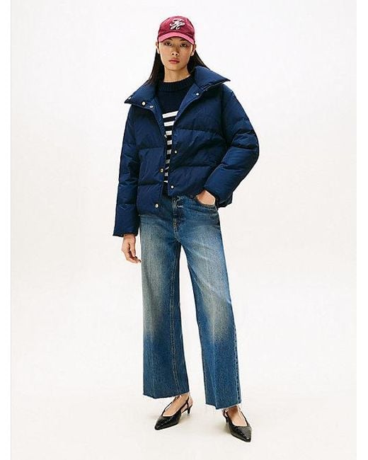Tommy Hilfiger Pufferdonsjack Met Geborduurd Embleem in het Blue