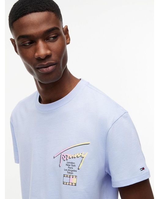 Tommy Hilfiger Blue Signature Logo Crew Neck T-Shirt for men
