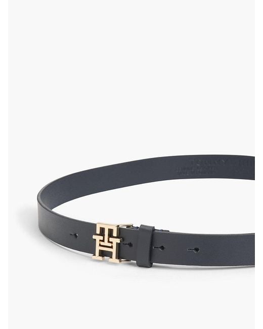 Tommy Hilfiger Blue Th Emblem Plaque Leather Belt