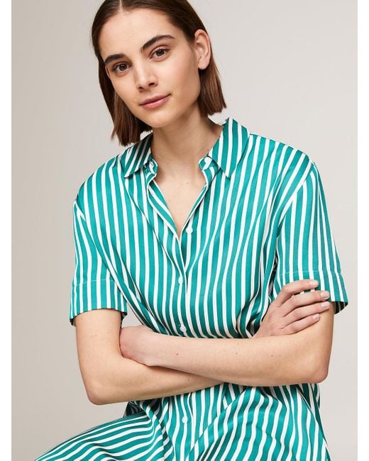 Tommy Hilfiger Blue Stripe Relaxed Shirt Dress