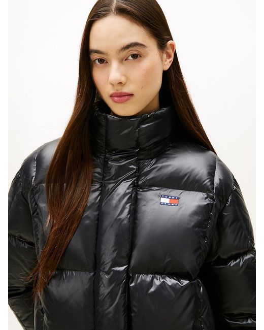 Tommy Hilfiger Black Shiny Quilted Down Alaska Puffer Jacket