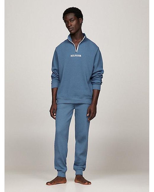 Tommy Hilfiger Hilfiger Monotype Sweatshirt Met Halve Rits in het Blue voor heren
