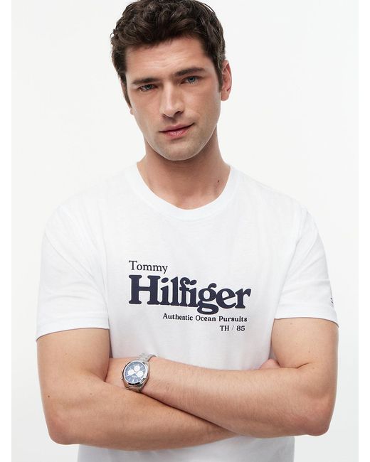 Tommy Hilfiger White Logo Graphic Jersey T-Shirt for men