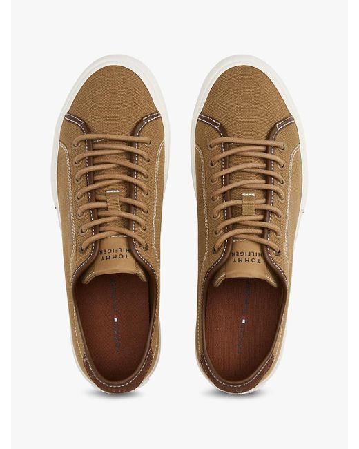 Baskets En Toile À Détail Emblématique Tommy Hilfiger pour homme en coloris White