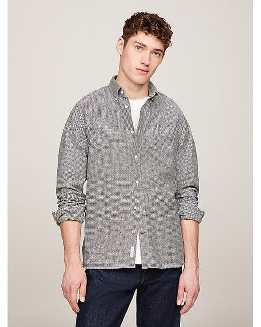 Tommy Hilfiger Regular Fit Oxford-overhemd Met Geweven Print in het Gray voor heren