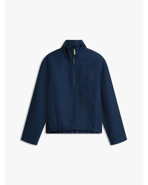 Tommy Hilfiger Blue Logo Appliqué Oversized Bomber Jacket