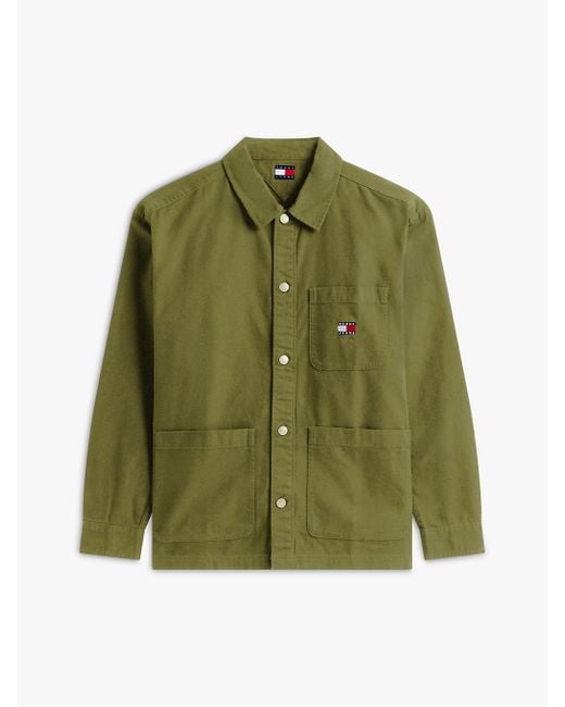 Sopracamicia Oversize Con Distintivo Tommy di Tommy Hilfiger in Green da Uomo