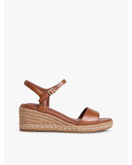 Tommy Hilfiger Multicolor Th Monogram Leather Wedge Espadrilles