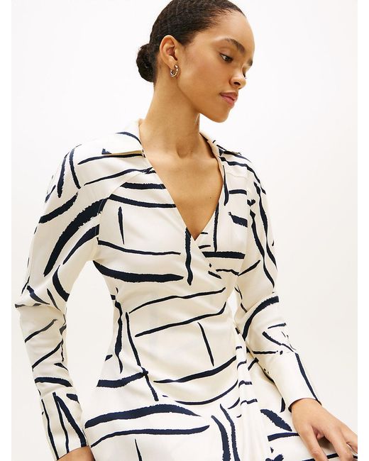 Tommy Hilfiger White Relaxed Wrap Midi Dress