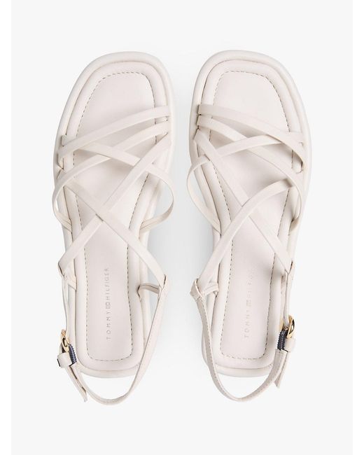 Tommy Hilfiger Natural Leather Crossover Strap Flat Sandals