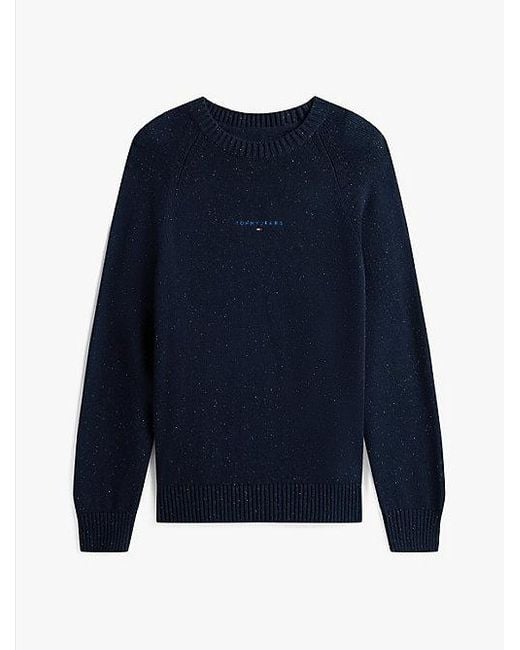 Tommy Hilfiger Slim Trui Met Raglanmouwen En Lineair Logo in het Blue voor heren