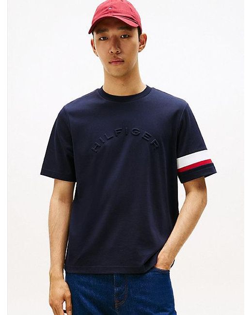Tommy Hilfiger Colour-Blocked T-Shirt Van Gebreide Interlock in het Blue voor heren