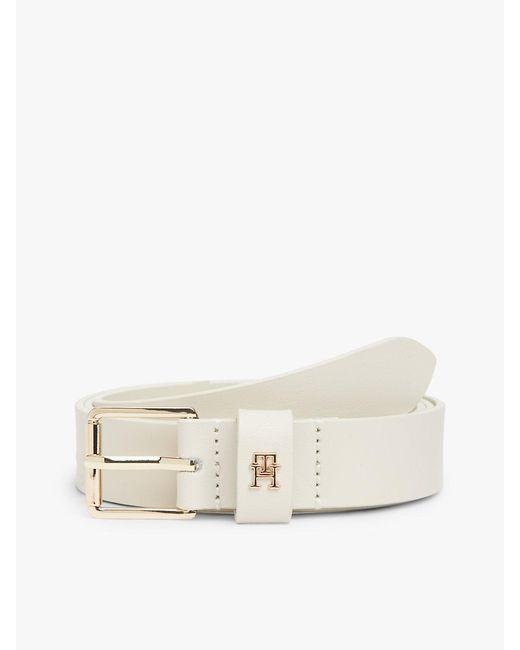 Tommy Hilfiger Natural Th Monogram Shiny Leather Belt