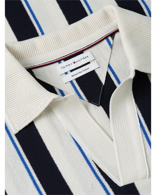 Tommy Hilfiger Blue Relaxed Fit Stripe Crepe Polo Shirt for men