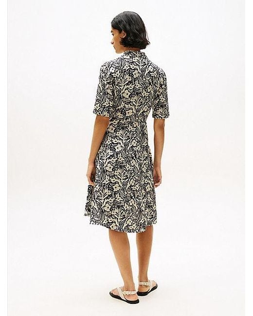 Tommy Hilfiger Relaxed Midi-Overhemdjurk Van Linnenmix in het White