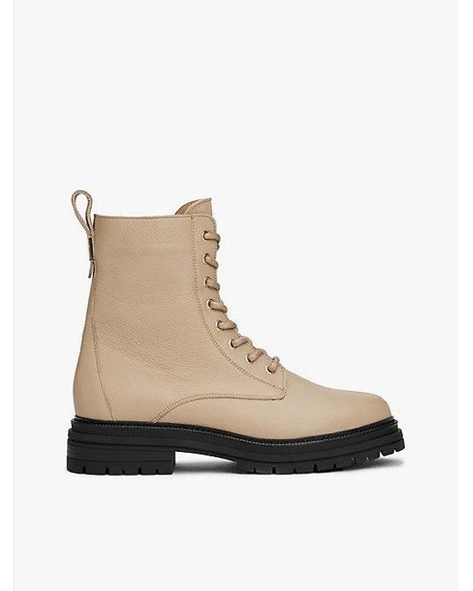Tommy Hilfiger Chunky Laars Van Gegranuleerd Leer in het Natural
