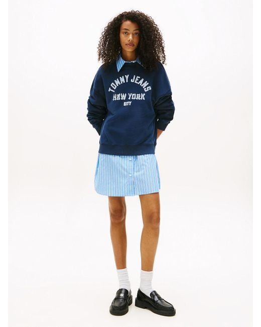 Sweat Boxy Varsity À Col Ras-Du-Cou Tommy Hilfiger en coloris Blue