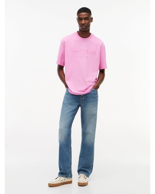 Tommy Hilfiger Pink Classic Tonal Logo Oversized T-Shirt for men