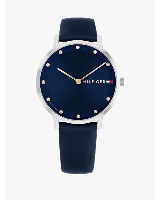 Tommy Hilfiger Blue Carnation Gold-plated Leather Strap Watch