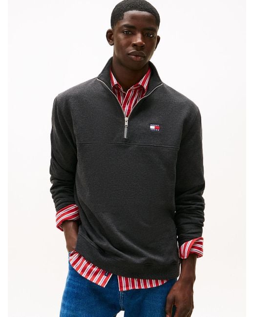 Tommy Hilfiger Black Tommy Badge Quarter-Zip Jumper for men