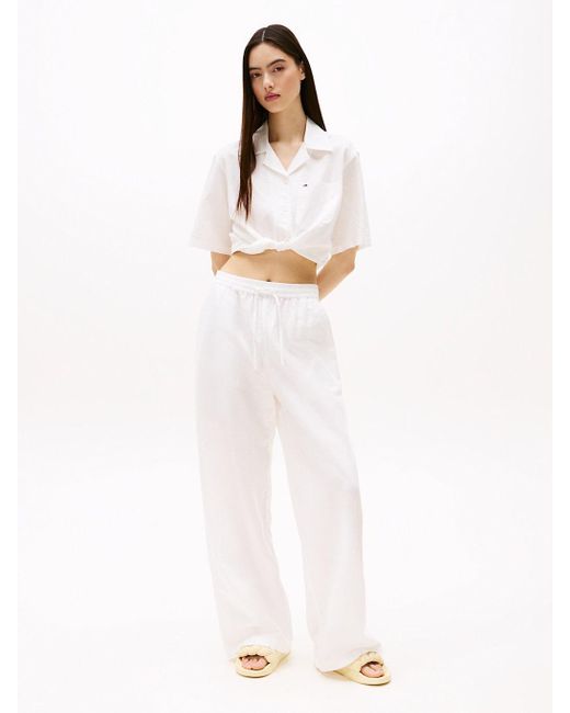 Chemise Courte Décontractée À Manches Courtes Tommy Hilfiger en coloris White