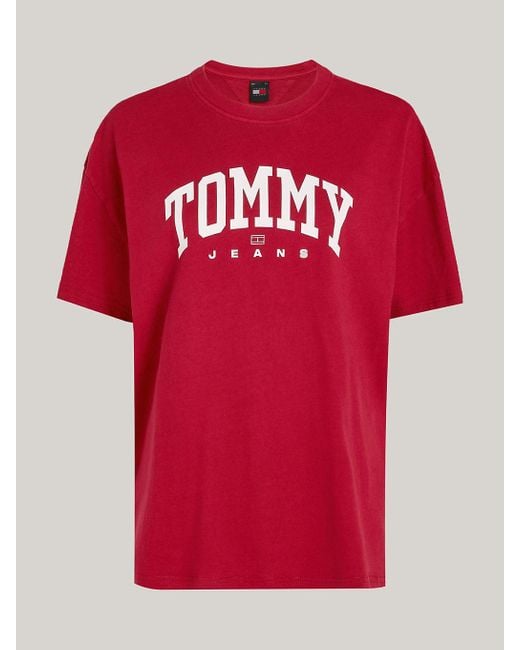Tommy Hilfiger Red Varsity Logo Oversized T-shirt
