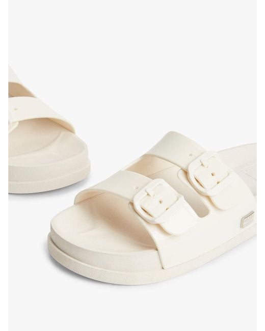 Tommy Hilfiger Natural Double Buckle Strap Jelly Slides