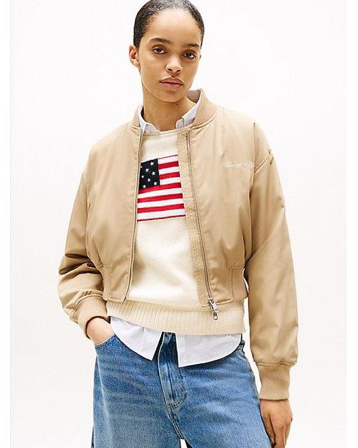 Tommy Hilfiger Waterafstotend Relaxed Kort Bomberjack in het Blue