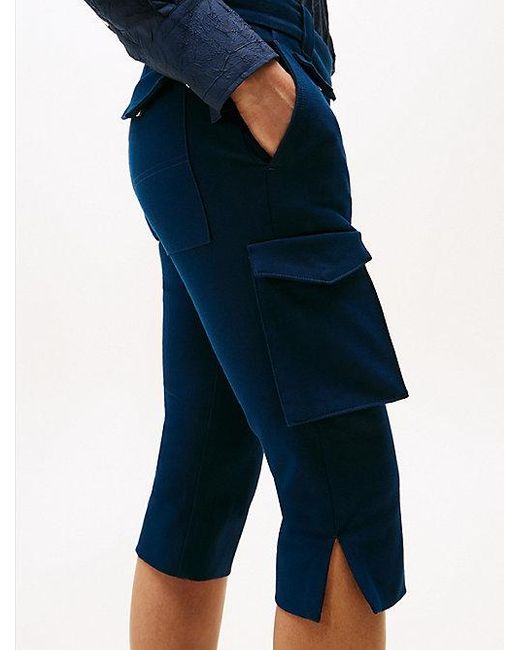 Tommy Hilfiger The Runway Collection Slim Cropped Cargobroek in het Blue