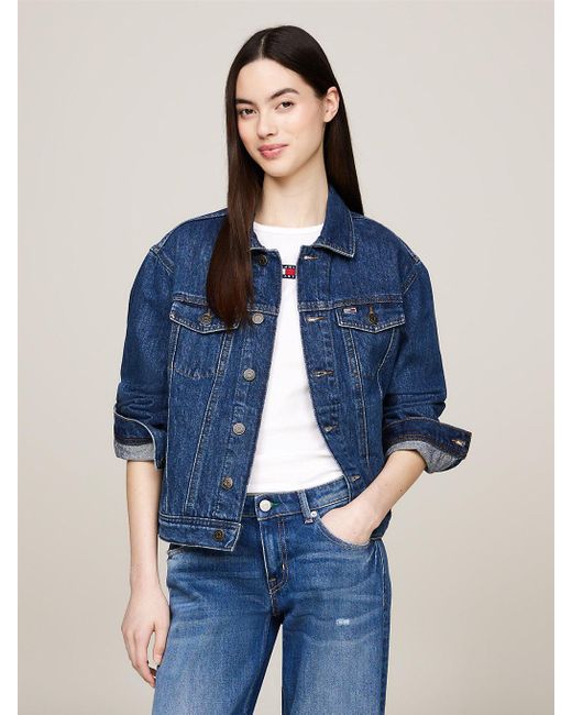 Tommy Hilfiger Blue Mom Faded Denim Trucker Jacket