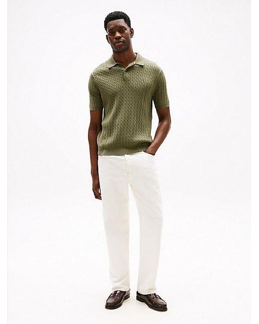 Tommy Hilfiger Regular Fit Poloshirt Mit Zopfstrick in Green für Herren
