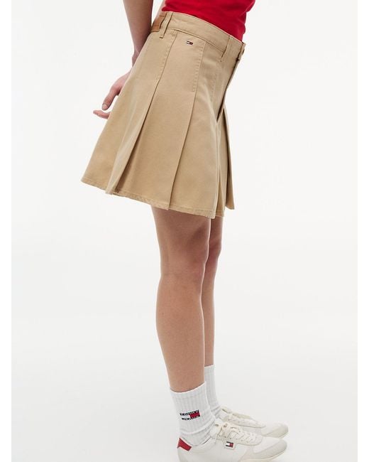 Tommy Hilfiger Pink Washed Canvas Pleated Mini Skirt