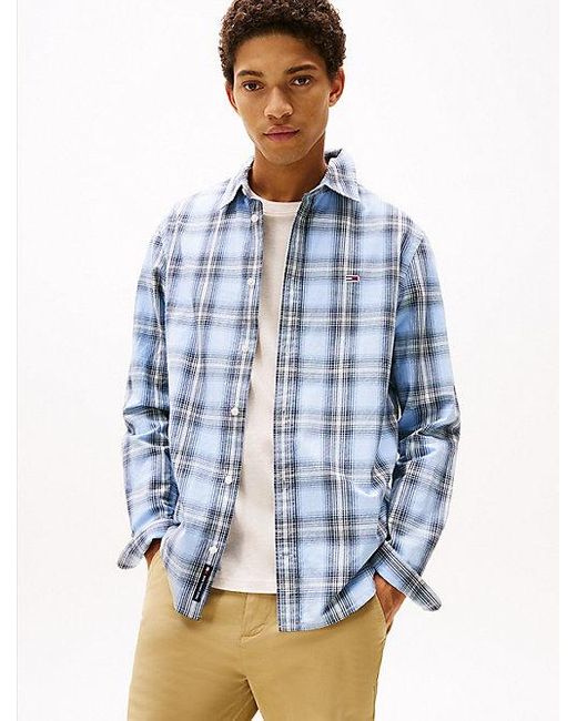 Camisa De Corte Regular Con Diseño De Cuadros Tommy Hilfiger de hombre de color Blue