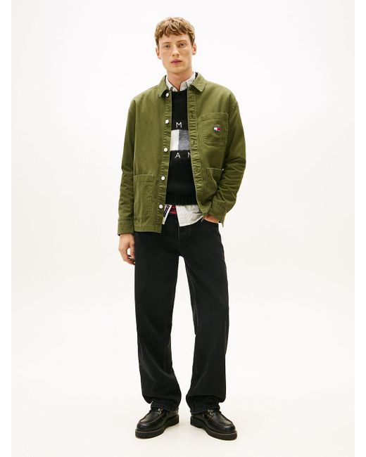 Sopracamicia Oversize Con Distintivo Tommy di Tommy Hilfiger in Green da Uomo