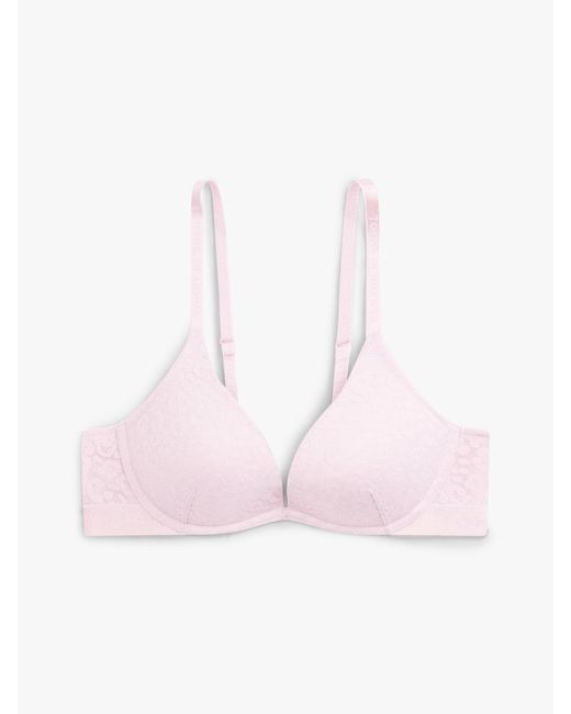 Tommy Hilfiger White Leopard Lace Plunge Push-Up Bra