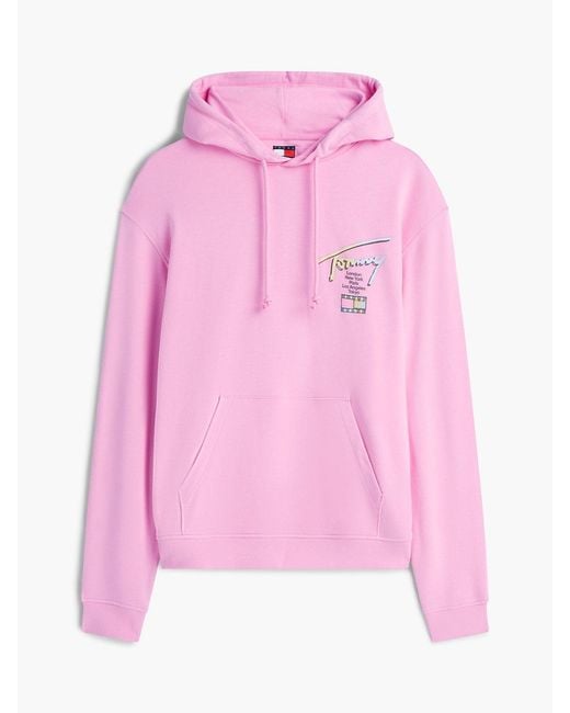 Tommy Hilfiger Pink Signature Back Logo Relaxed Hoody for men