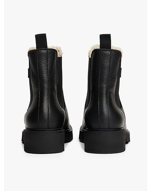 Tommy Hilfiger Leren Chelsea Boot Met Profielzool En Voering in het Black
