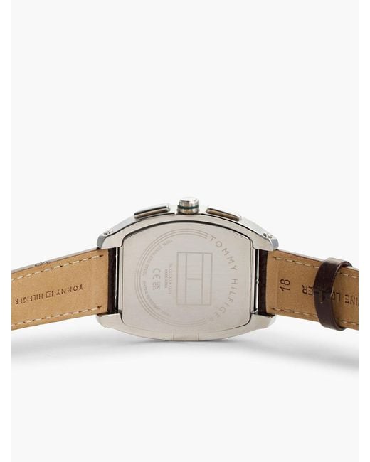 Tommy Hilfiger Gray Square Dial Leather Strap Watch for men