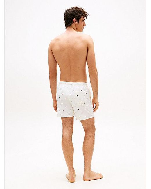 Tommy Hilfiger Medium Lange Zwemshort Met Ritszak in het White voor heren